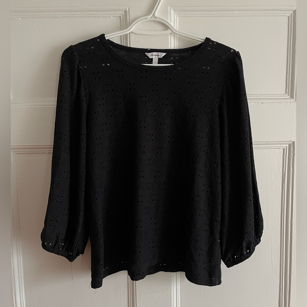 Reitmans | Black Eyelet Embroidered Blouse